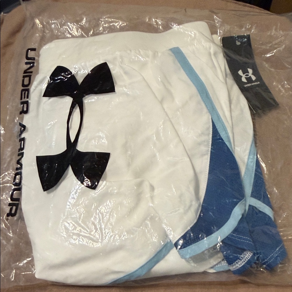 Under Armour White and Blue Sports Shorts